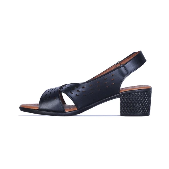 Ayakcenter Fl1 Siyah 5cm Kadın Topuklu Sandalet - Resim 2