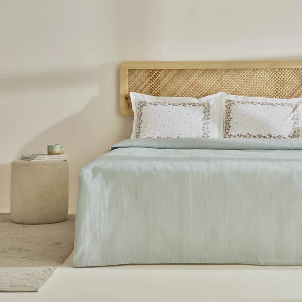 Karaca Home Roshell %100 Pamuk Tek Kişilik Pike Takımı Adaçayı ürün görseli 1