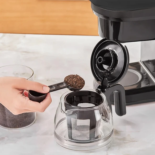 Karaca Hatır Plus 5 in 1 Konuşan Közde ve Sütlü Türk Kahvesi ve Filtre Kahve Makinesi Black Chrome - Resim 4