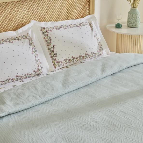 Karaca Home Roshell %100 Pamuk Tek Kişilik Pike Takımı Adaçayı - Resim 6