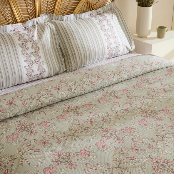 Karaca Home Empres %100 Pamuk Tek Kişilik Pike Takımı Adaçayı - Resim 5