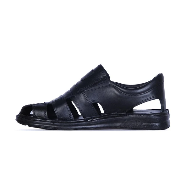 Ayakcenter 209 Sultan Siyah Deri Erkek Sandalet - Resim 2