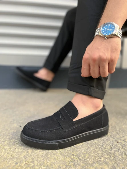 JET-180 Estilo X Bağcıksız Süet Erkek Günlük Spor Klasik Ayakkabı SST - Siyah - Resim 3