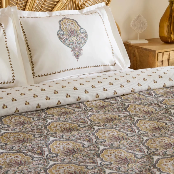 Karaca Home Cherly %100 Pamuk Tek Kişilik Pike Takımı Hardal - Resim 2