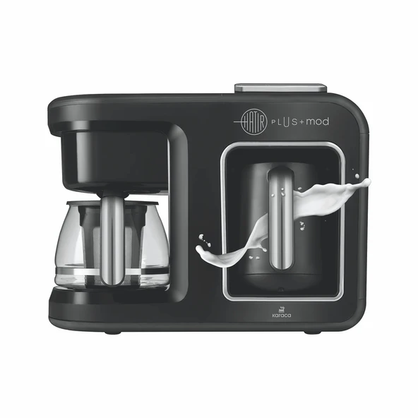 Karaca Hatır Plus 5 in 1 Konuşan Közde ve Sütlü Türk Kahvesi ve Filtre Kahve Makinesi Black Chrome ürün görseli