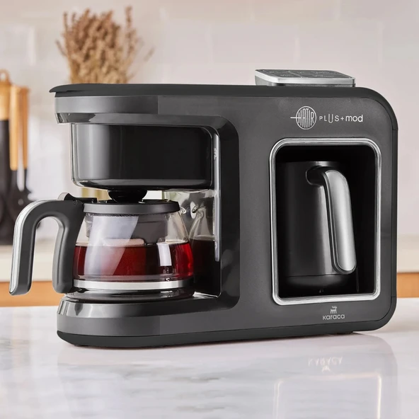 Karaca Hatır Plus 5 in 1 Konuşan Közde ve Sütlü Türk Kahvesi ve Filtre Kahve Makinesi Black Chrome - Resim 2