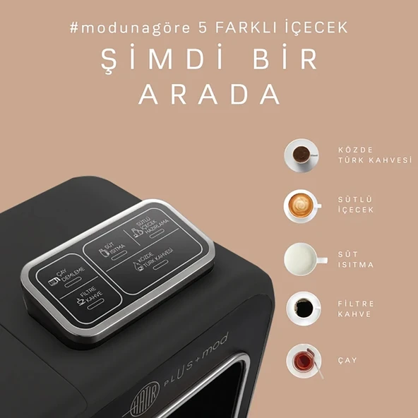 Karaca Hatır Plus 5 in 1 Konuşan Közde ve Sütlü Türk Kahvesi ve Filtre Kahve Makinesi Black Chrome - Resim 8