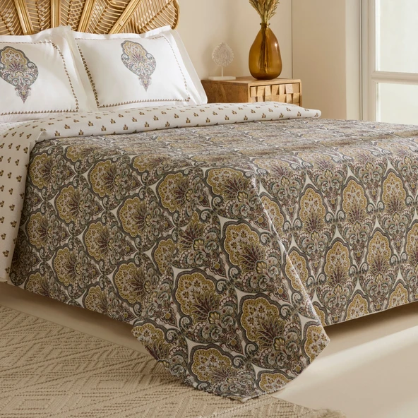 Karaca Home Cherly %100 Pamuk Çift Kişilik Pike Takımı Hardal - Resim 3