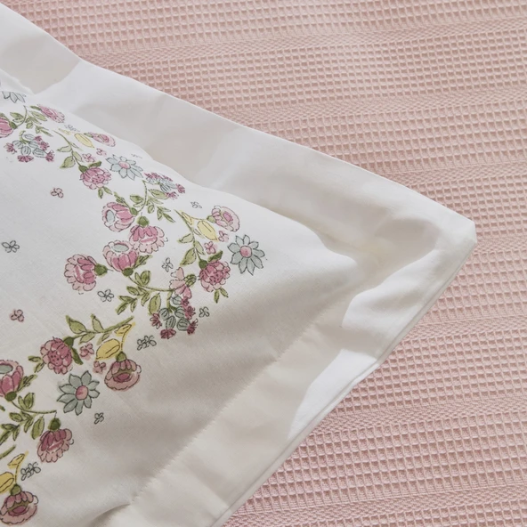 Karaca Home Roshell %100 Pamuk Çift Kişilik Pike Takımı Pudra - Resim 7