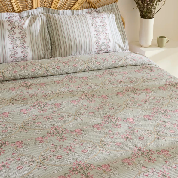 Karaca Home Empres %100 Pamuk Tek Kişilik Pike Takımı Adaçayı - Resim 4