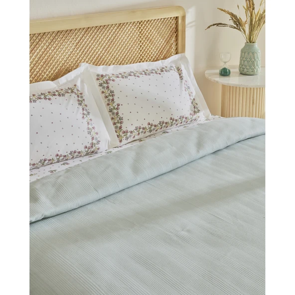 Karaca Home Roshell %100 Pamuk Tek Kişilik Pike Takımı Adaçayı - Resim 5