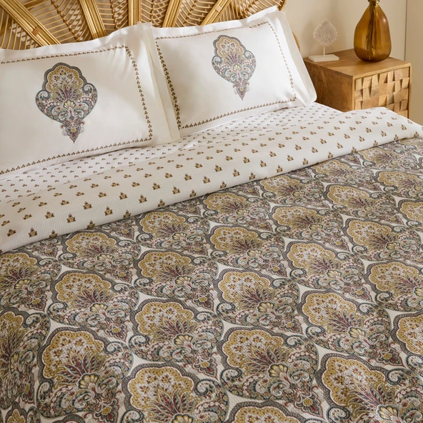 Karaca Home Cherly %100 Pamuk Tek Kişilik Pike Takımı Hardal - Resim 5