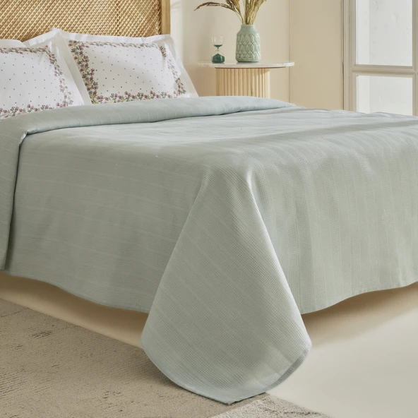 Karaca Home Roshell %100 Pamuk Tek Kişilik Pike Takımı Adaçayı - Resim 2