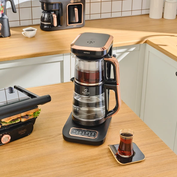 Karaca Gurme Luxury 2.0 Elektrikli Evlilik Paketi Tost, Kahve, Çay Makinesi ve Mutfak Robotu Black Copper - 3