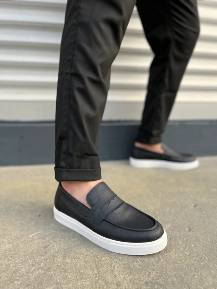 JET-180 Estilo X Bağcıksız Cilt Erkek Günlük Spor Klasik Ayakkabı CBT - Siyah ürün görseli