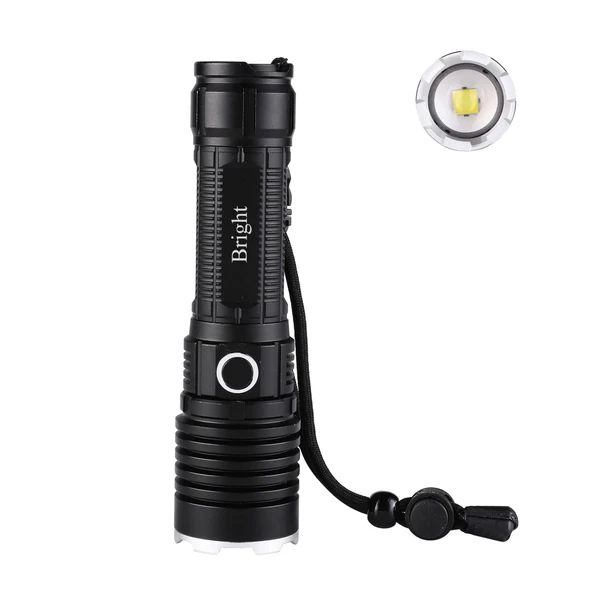 Bright Ght-5761 Xp90 Led 3 Mod Zoomlu Yağmur Suyu Geçirmez Şarjlı El Feneri 26650 Pilli