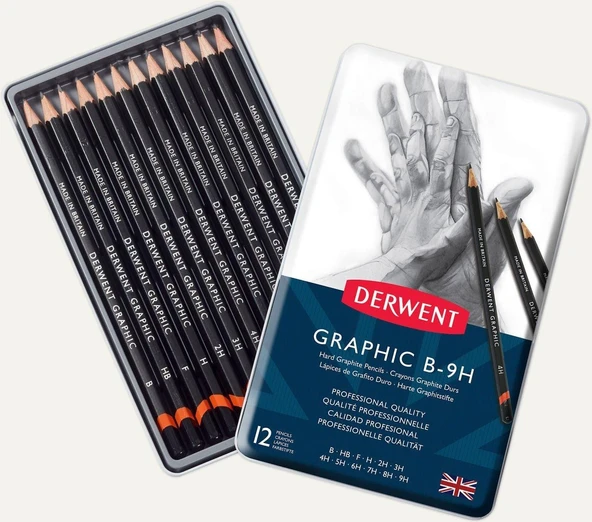 Derwent Graphic Hard Dereceli Kurşun Kalem B-9H 12'l ürün görseli
