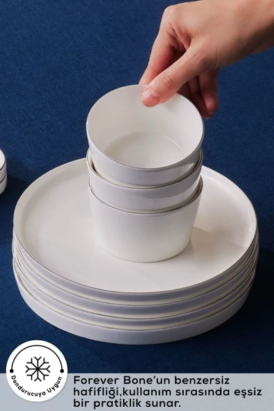 Forever Bone Bomo 22 Parça 6 Kişilik Kahvaltı Seti Platin - 7