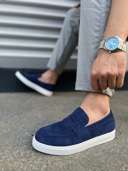 JET-180 Estilo X Bağcıksız Süet Erkek Günlük Spor Klasik Ayakkabı SBT - Lacivert - Resim 3