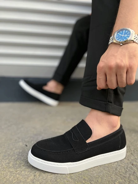 JET-180 Estilo X Bağcıksız Süet Erkek Günlük Spor Klasik Ayakkabı SBT - Siyah - Resim 3