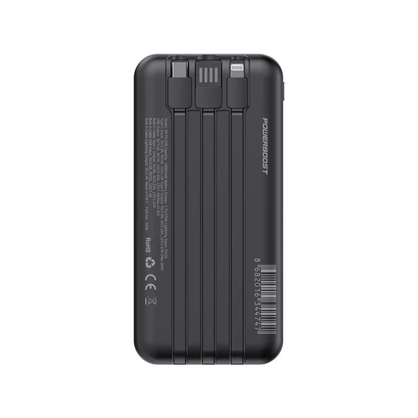 PowerBoost NIGHT 135B 10000mAh 22.5WDahiliKablo LCD GizliLED Siyah Taşınabilir Şarj Cihazı Powerbank - 2
