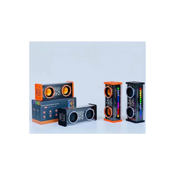 Şeffaf Mecha Müzik Tws Stereo Rgb İşıklı Hoparlör Kablosuz Bluetooth 5.0 Taşınabilir Hoparlör V9 - 6