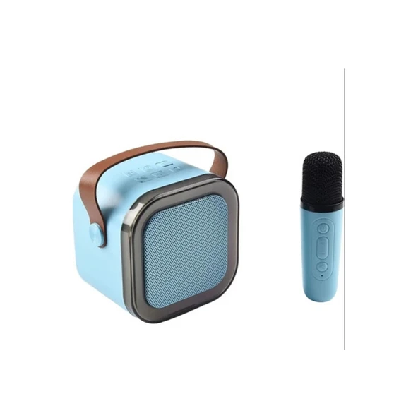 Karaoke Kablosuz Hoparlör Mikrofonlu Rgb Işıklı Bluetooth Speaker Tf Kart/usb Mavi - 2