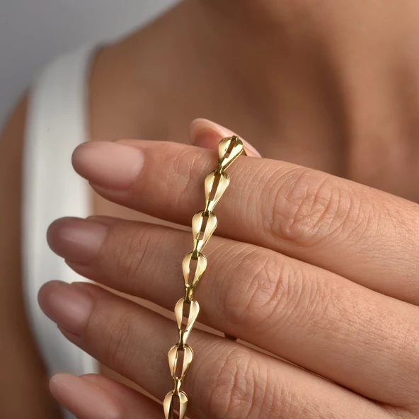 14 Ayar Altın Kaplama İtalyan Hafif Bileklik - BP00100 - Resim 2