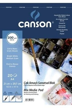 Canson 200 Gr Spiralli A4 20 Sayfa Fineface Çok Amaçlı Sanatsal Blok DEFTER ürün görseli