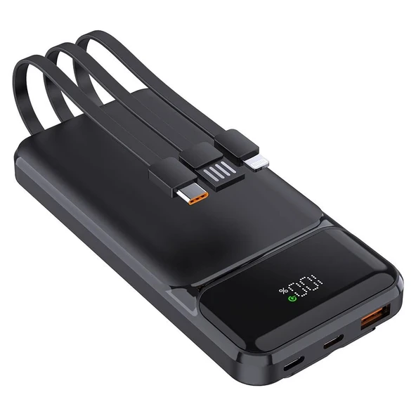 PowerBoost NIGHT 125B 10000mAh 22.5W Dahili Kablolu LCD Siyah Taşınabilir Şarj Cihazı Powerbank - 3