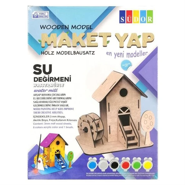 Südor Ahşap Maket Su Değirmeni Boyama Seti 16x15x14cm N:MD2-07 ürün görseli