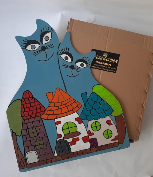 Kedi Ve Evler 27 Parça Ahşap Boyama Seti - 1