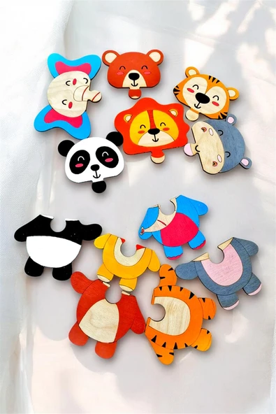 Ahşap Baby Puzzle 6 Hayvan, 2 Parçalı Yapboz - 2