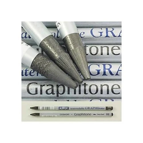 Derwent Watersoluble Graphitone Suda Çözünebilen Ağaçsız Grafit Kalem 6B - Dark Wash - Resim 2