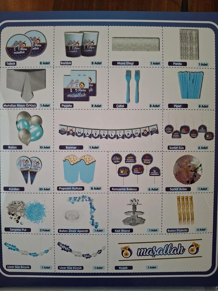 110 Parça Sünnet Süsü Seti - Resim 2