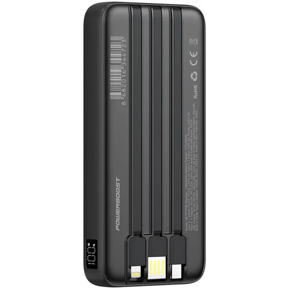 PowerBoost PRIME 130B 10000mAh 22.5W Dahili Kablolu LCD Siyah Taşınabilir Şarj Cihazı Powerbank - 2