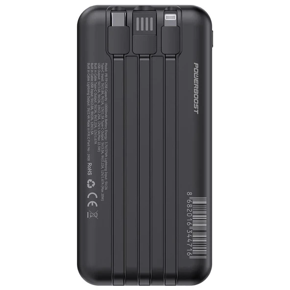PowerBoost NIGHT 125B 10000mAh 22.5W Dahili Kablolu LCD Siyah Taşınabilir Şarj Cihazı Powerbank - 2
