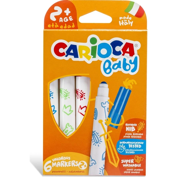 carioca jumbo bebek süper yıkanabilir keçeli boya kalemi 6 lı 2 yaş - 1