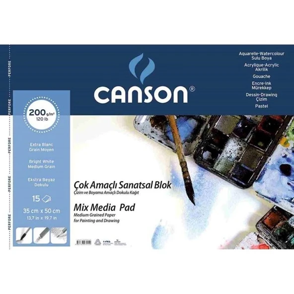 Canson Çok Amaçlı Resim Blok 200 Gr 35x50 15 Yaprak ürün görseli
