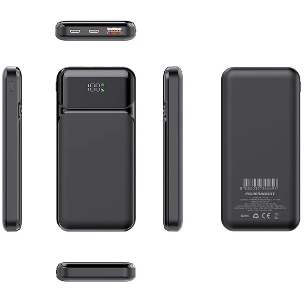 PowerBoost NIGHT 115B 10000mAh 22.5W LCD GizliLED Siyah Taşınabilir Şarj Cihazı Powerbank - 3