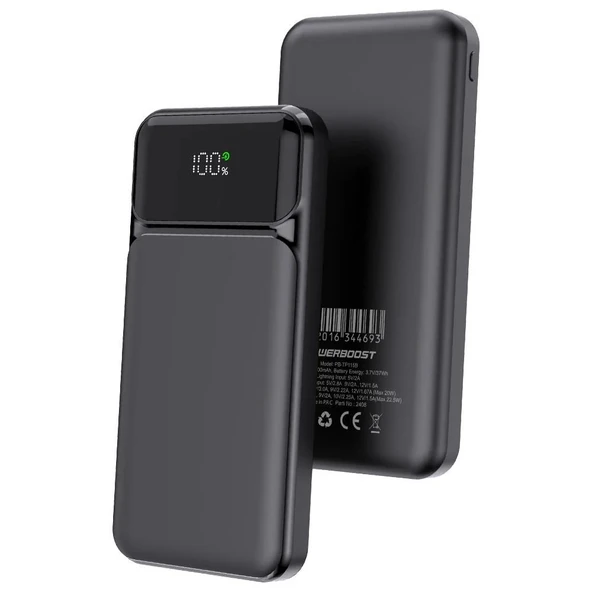 PowerBoost NIGHT 115B 10000mAh 22.5W LCD GizliLED Siyah Taşınabilir Şarj Cihazı Powerbank - 2