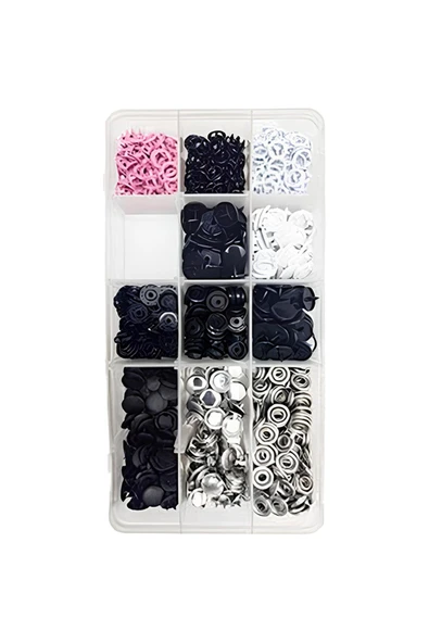 503 Adet Set Plastik Metal Kapaklı Çıt Çıt ve El Pensesi Çakım Seti 9.5mm-10.5mm-12.5mm - 3