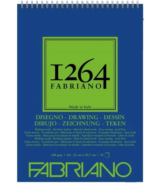 Fabriano 1264 Drawing Spiralli Çizim Defteri 180 gr. 50 Yp. A4 ürün görseli