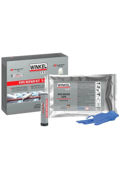 Winkel Pro Epoksi Boru Tamir Kiti  Sıhhi Tesisat Su Kaçakları ve Çatlak Borularda Hızlı Onarım 5CM X 1,5M - Resim 2