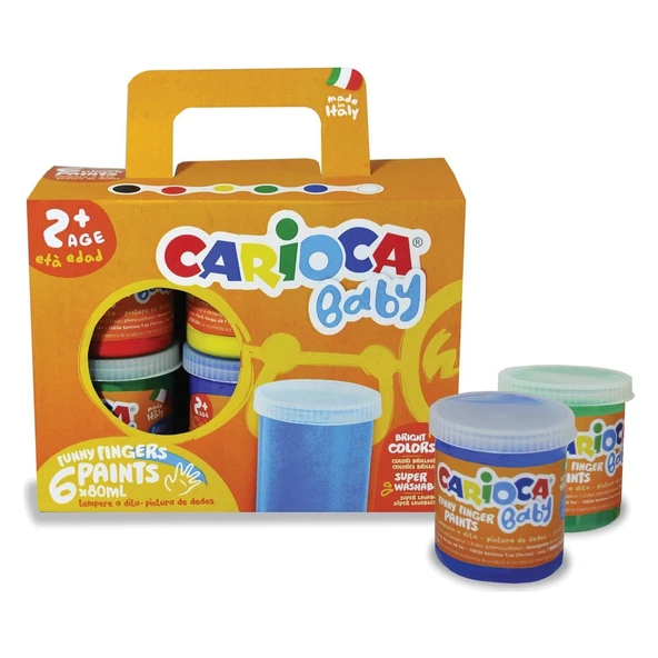 Carioca bebek parmak boyası 6 lı 6x80 ml süper yıkanabilir 2 yaş ürün görseli