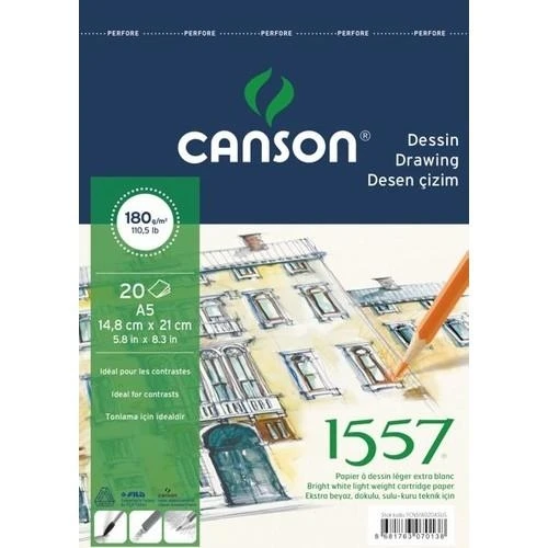 Canson 1557 Dessin Resim ve Çizim Blok 180 Gr. Spiralli A5 20 Sayfa ürün görseli