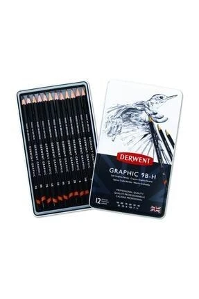 Derwent Graphic Pencil (Soft) 12'li Teneke Kutu ürün görseli