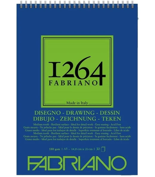 Fabriano 1264 Drawing Spiralli Çizim Defteri 180 gr. 30 Yp. A5 ürün görseli