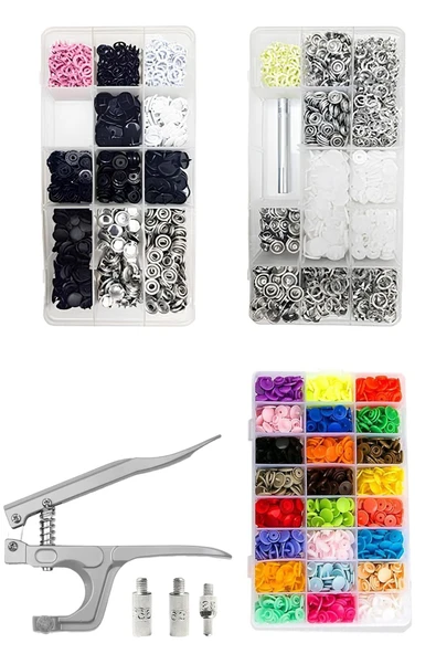 503 Adet Set Plastik Metal Kapaklı Çıt Çıt ve El Pensesi Çakım Seti 9.5mm-10.5mm-12.5mm