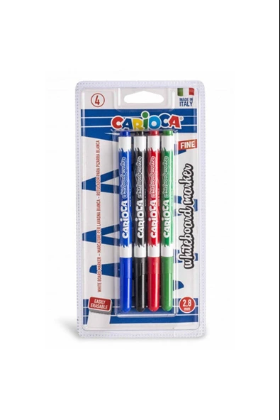 CARİOCA BEYAZ TAHTA KALEMİ 4 RENK 4'LÜ BLİSTERLİ 2.8 MM ürün görseli